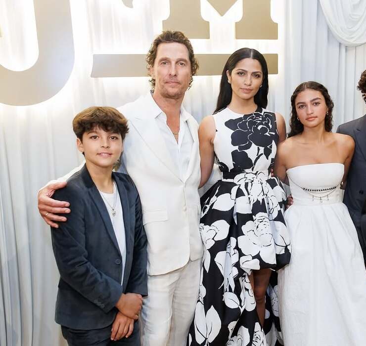 Rare appearance: Matthew McConaughey with his family at a Gala concert in Texas