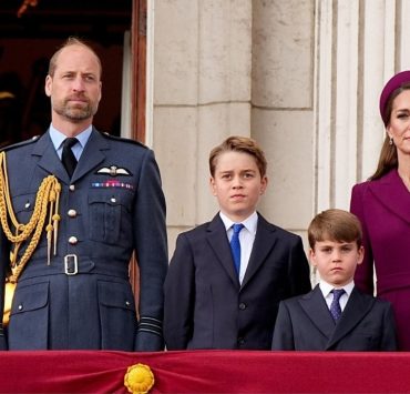 Everyone’s present: Kate Middleton and Prince William with their children at the military parade