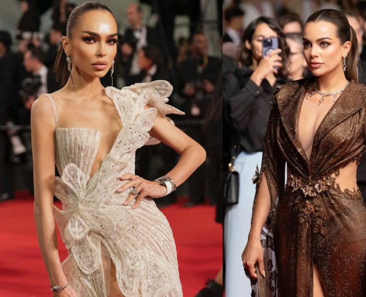 Austrian Models Nadine Mirada and Ivana (Go) Essl on the red carpet of the 2025 Cannes Film Festival