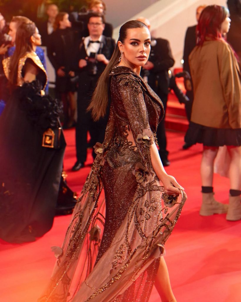 Austrian Models Nadine Mirada and Ivana (Go) Essl on the red carpet of the 2025 Cannes Film Festival