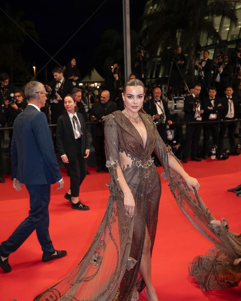 Austrian Models Nadine Mirada and Ivana (Go) Essl on the red carpet of the 2025 Cannes Film Festival