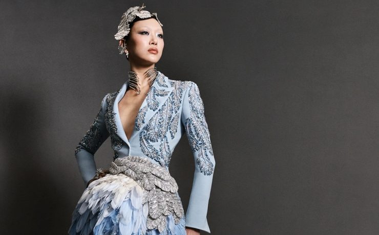 model Sora Choi in a stunning Swarovski gown