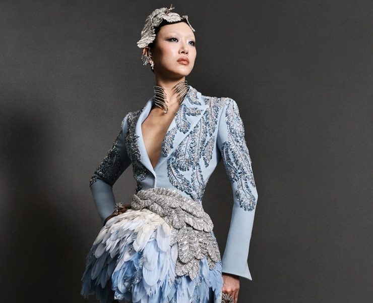 model Sora Choi in a stunning Swarovski gown