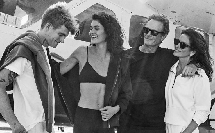 Family affair: Cindy Crawford with her husband and children in Vuori campaign