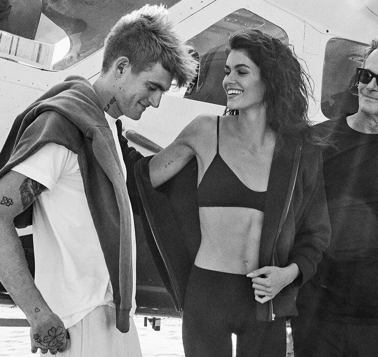Family affair: Cindy Crawford with her husband and children in Vuori campaign