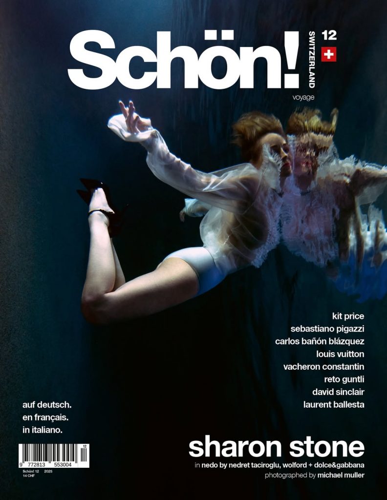 In a sheer blouse and underwater: 67-year-old Sharon Stone on the cover of Schön!