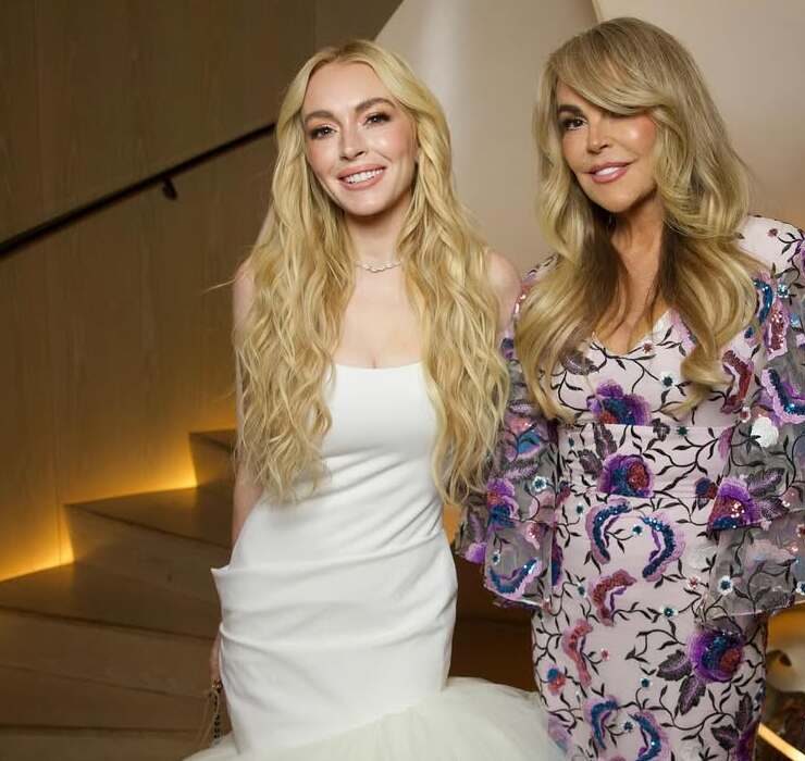 With her husband and mother: Lindsay Lohan’s latest public appearance