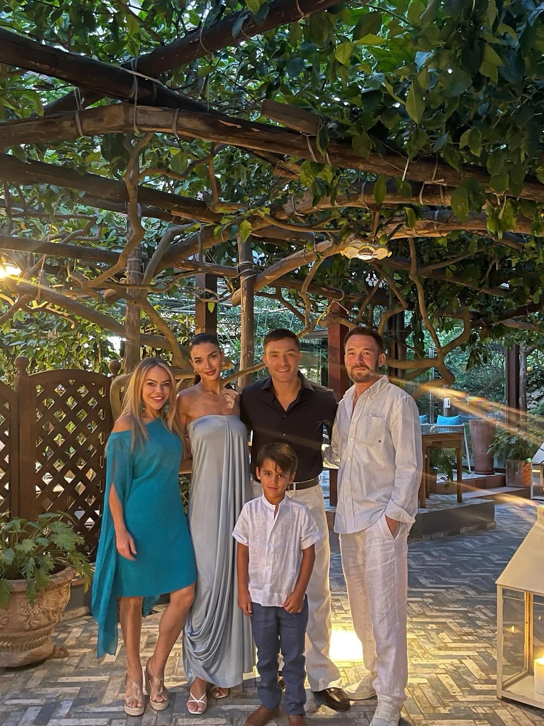Family getaway: Ed Westwick enjoys a holiday on Capri with his wife and children