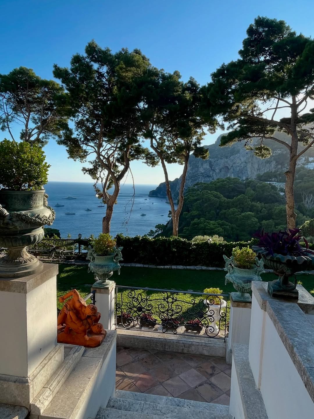 Family getaway: Ed Westwick enjoys a holiday on Capri with his wife and children
