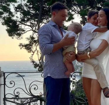 Family getaway: Ed Westwick enjoys a holiday on Capri with his wife and children