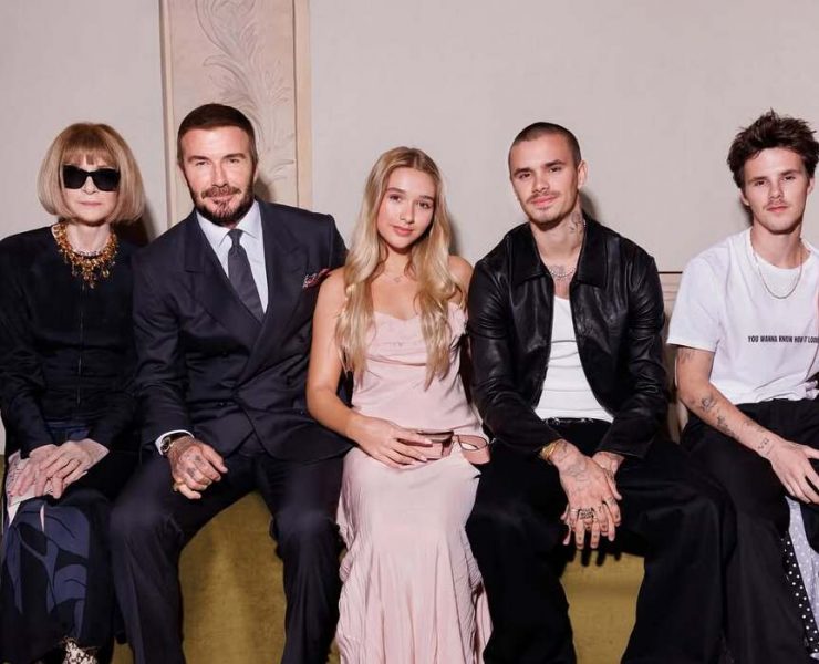The Beckham Family and Anna Wintour in the Front Row at the Victoria Beckham Show