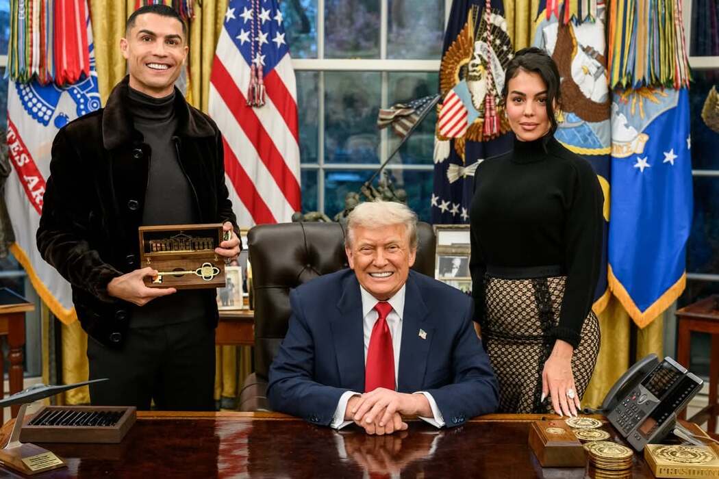 Cristiano Ronaldo and his fianc&eacute;e visit Donald Trump