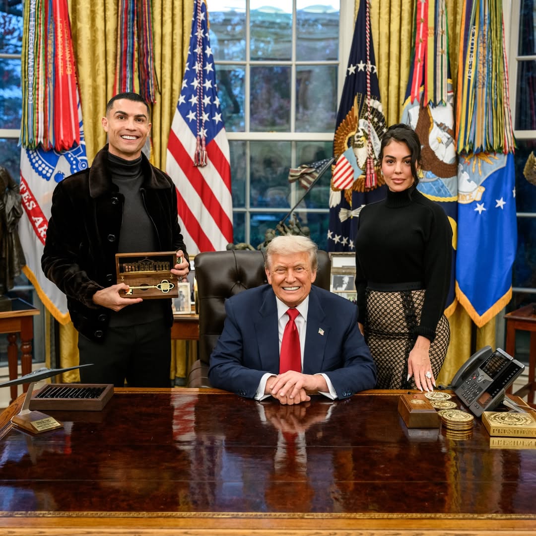 Cristiano Ronaldo and his fianc&eacute;e visit Donald Trump