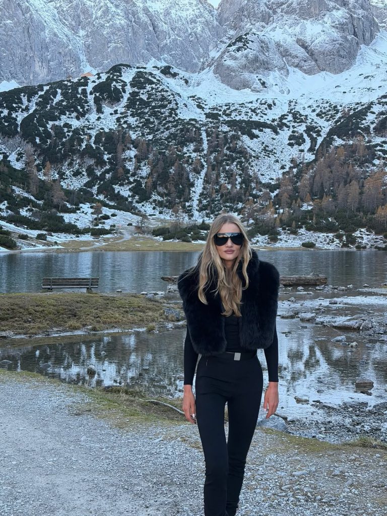 Rosie Huntington-Whiteley Enjoys a Winter Getaway in the Austrian Alps