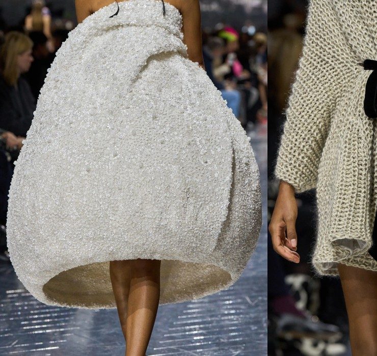 Blumen und Strukturen aus Wolle: die zentralen Looks der Couture-Kollektion von Dior