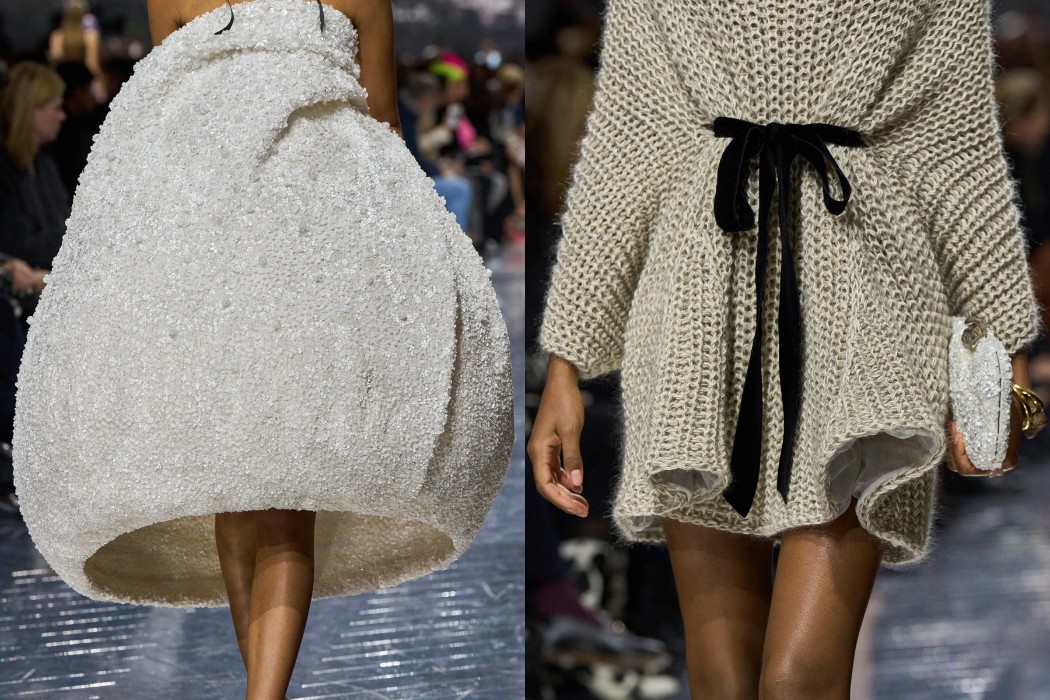 Blumen und Strukturen aus Wolle: die zentralen Looks der Couture-Kollektion von Dior