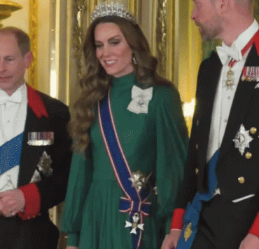 The Prince and Princess of Wales at a banquet marking the visit of the President of Nigeria