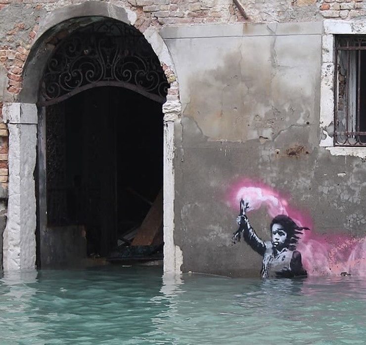 In Venedig wurde ein restauriertes Banksy-Mural präsentiert