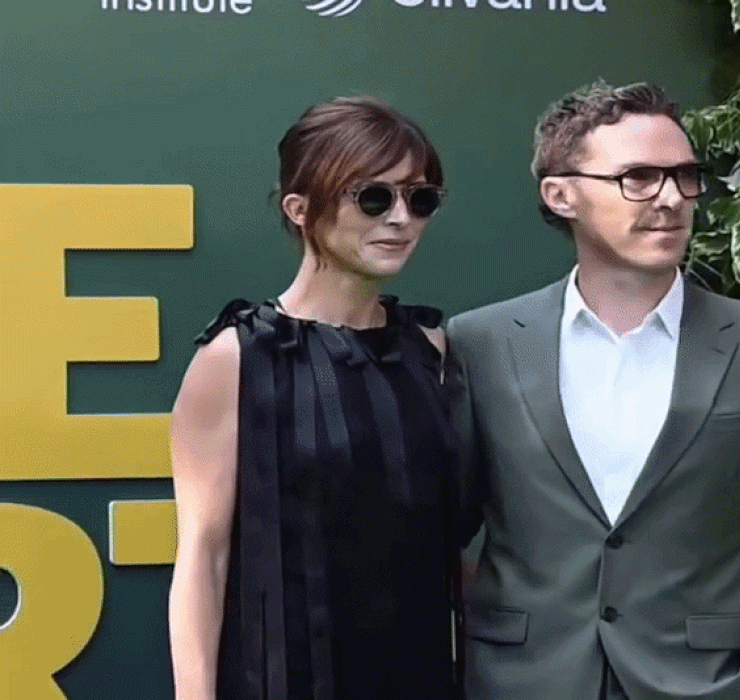 Striking appearance: Benedict Cumberbatch and Sophie Hunter attend London premiere