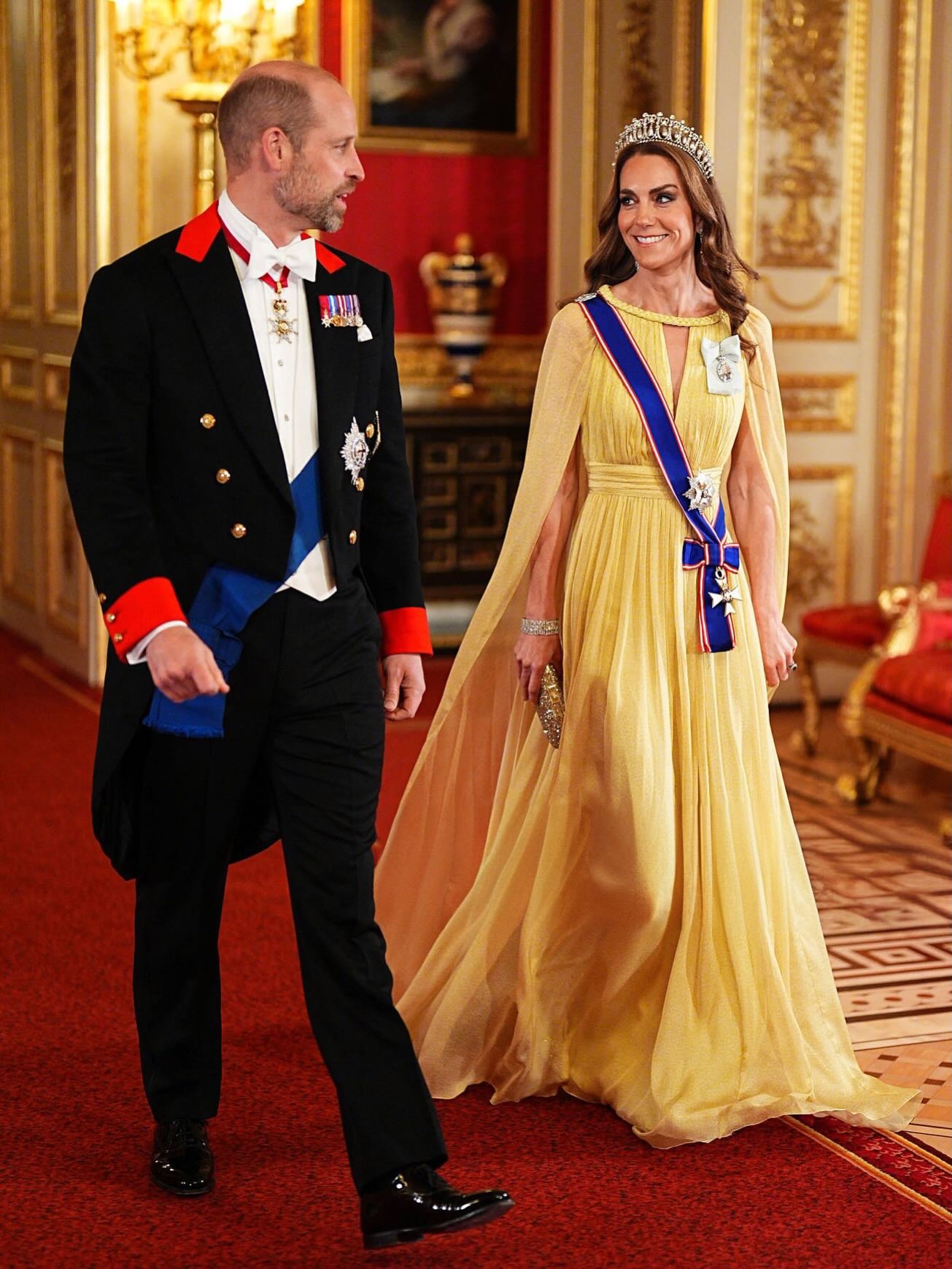 In Elie Saab und mit ihrer ikonischen Tiara: Kate Middleton beim Staatsbankett in Windsor