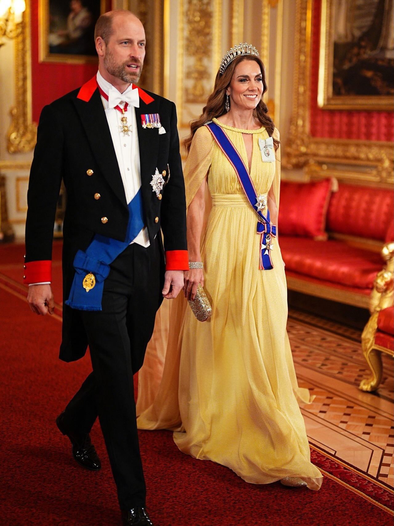 In Elie Saab und mit ihrer ikonischen Tiara: Kate Middleton beim Staatsbankett in Windsor